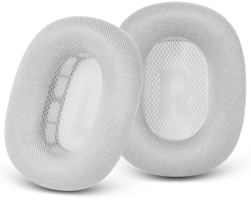 GEVO Upgraded Ear Cushions Replacement Earpads for Apple AirPods Max Headphones, Mesh Fabric Ear Pads Cover with Memory Foam and Magnet for AirPods Max (Silver)