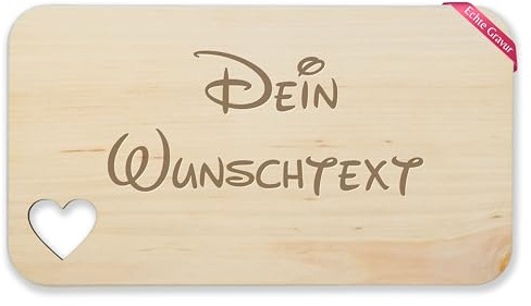 Frühstücksbrettchen Holz Herz - Dein Wunschtext I Text Datum Spruch Gestalten I Geschenk personalisiert - 22,5x12,5 - Holz - graviert jausenbrett gravur zum gravieren selber brettchen