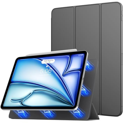 TiMOVO Magnetic Case for iPad Air 11 Inch (M3/M2-2025/2024), iPad Air 5th/4th Generation Case (2022/2020) 10.9 Inch, Smart Folio Magnetic Trifold Stand Cover, Auto Wake/Sleep, Gray