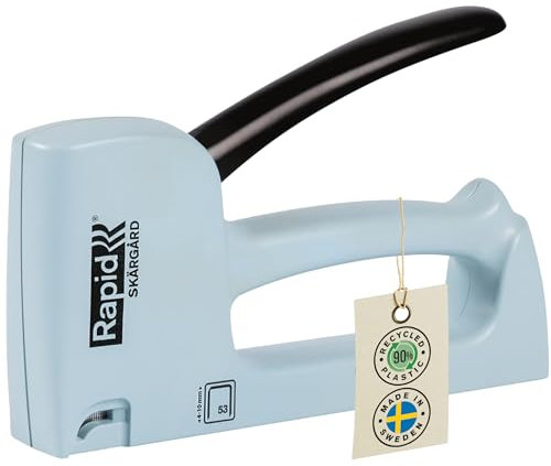 Rapid R53 Graffatrice per Tessuti e Tappezzerie. Realizzata con Plastica Riciclata al 90% e Acciaio, Prodotta in Svezia, Compatibile con Graffette n. 53 da 4-10 mm, Skärgård Blu