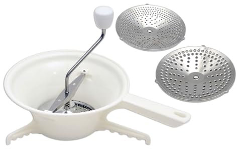 Tomato Grinder, Potato Masher Grinder, Stainless Steel Grinder with 3 Milling Discs, Heavy Duty Rotary Food Mill, Rotary Food Mill, Classic Manual Vegetable Mill for Home, Kitchen and Restaurant