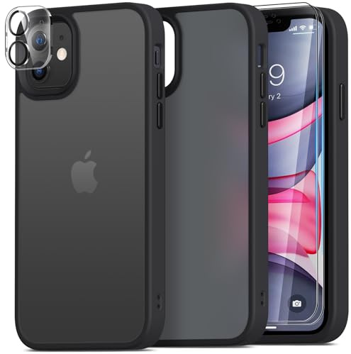 Mootobo Handyhülle für iPhone 11, Matt Transparent Ultra-Dünne Stoßfeste Handycase, Leichtes Anti-Fingerprint, Transparente Matt Weiche Schutzhülle 6.1''-Schwarz