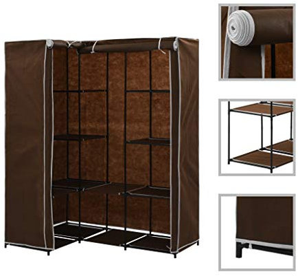 Chaduof Eckkleiderschrank Braun 130 x 87 x 169 cm, Schlafzimmerschrank, Kleiderschränke, Garderobenschrank, Ordnungssystem Kleiderschrank, Haushaltsschrank - 282450