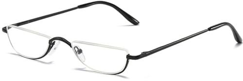 Lanomi Lesebrille Halbrand Rahmen Herren Half Moon Lesehilfe Unisex Metall Halbrandbrille Schmal Sehhilfe Federscharnier ultradünne Brille mit sehstärke Schwarz 2.25