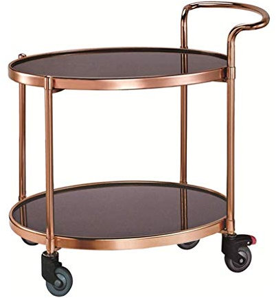 LaYiQimn Wagen Trolley-Wagen, runder Getränkewagen auf Rädern, Spirituosenwagen, Servierwagen für 5-Sterne-Hotels und Clubs, Beistellwagen, Barwagen, Servierwagen, Getränketisch auf Rädern, Gold, S