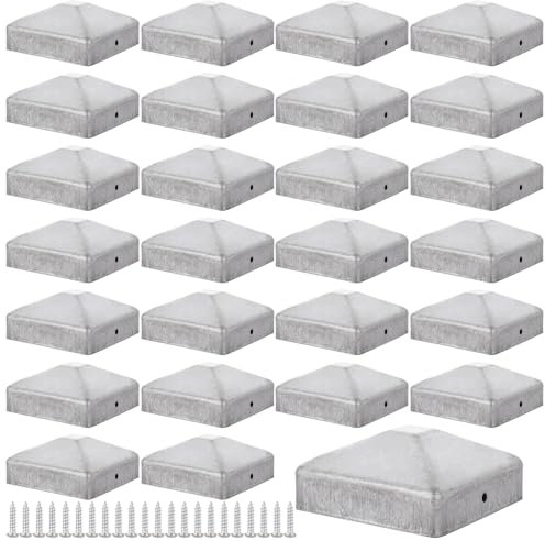 APACALI 30PCS Fence Post Caps 2.7 x 2.7inch, 71 x 71mm Fence Post Toppers, Deck Post Caps, Fence Post Covers for Fence Post Protection and Decoration, Silver