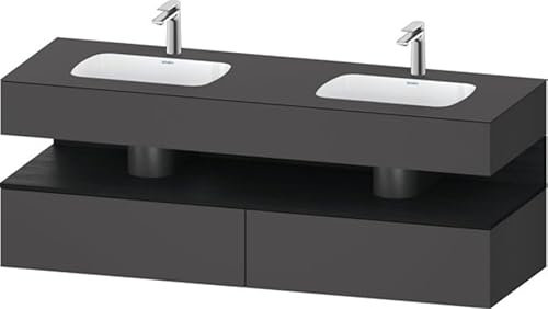 Duravit Qatego Einbauwaschtisch mit Konsolenwaschtischunterbau, 1600x550x600mm, Nische Eiche Schwarz, Doppelwaschtisch, QA4797016490000, Farbe: Graphit