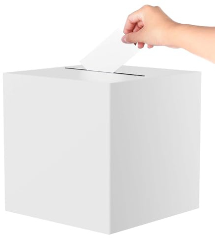 AHQiZFX Glückwunschkartenbox, Weiß 22x22cm, Geschenkbox mit Schlitz, Geldbox für Partydeko und Hochzeitsempfänge
