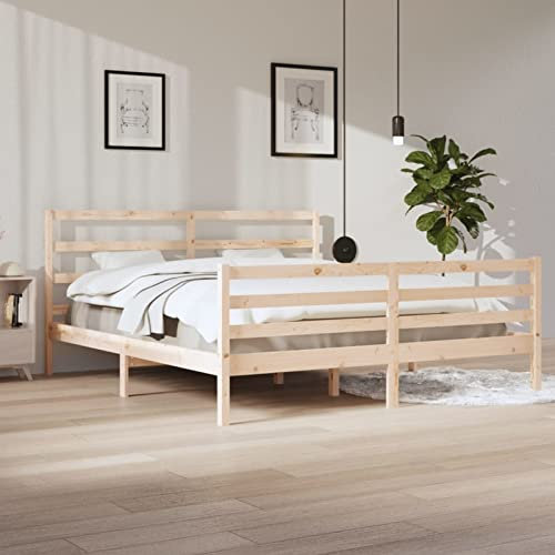 Buzaza Massivholzbett Bettgestell Bed Frame Bett Mit Bettkasten Hausbett Bett Massivholz Kiefer 200x200 cm - 3105026