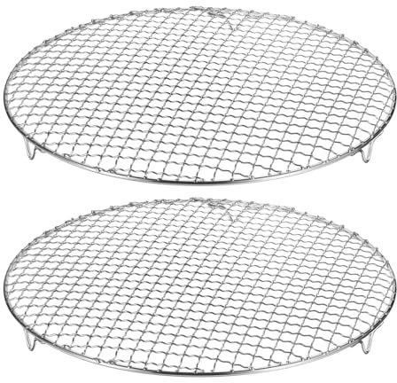 M METERXITY 2-Pack Cooling Rack, 13 Round Stainless Steel Baking Rack with 20mm Legs for BBQ/Cooking/Roasting/Grilling/Steaming/Drying, Wire Cooling Rack for Baking [Silver]