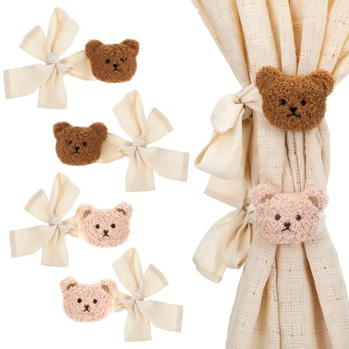 AOZUO 4 pezzi fermatende, fermatende a forma di orso dei cartoni animati per tende, decorazione per la cameretta dei bambini per casa, ufficio, camera da letto, soggiorno, decorazione per finestre