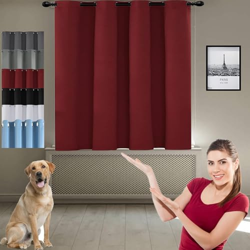 JIAHAO Velvet Curtains 160 x 200 cm Home Decorative Door Curtain Thermal Blackout Curtains Thermal Insulated Crushed Velvet Curtains for Bedroom,1 Panels, Red