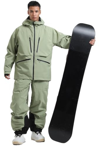 Sunnyuk Giacca Invernale Uomo, Tuta Snowboard Uomo Completo Termico Intera Tuta Taglie Forti Elegante Salopette da Sci Montagna Impermeabili Curvy da Neve Invernale