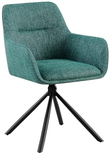 CLP Tipton Chaise de salle à manger pivotante avec housse en tissu et dossier rembourrée, pour cuisine, couleur : vert foncé