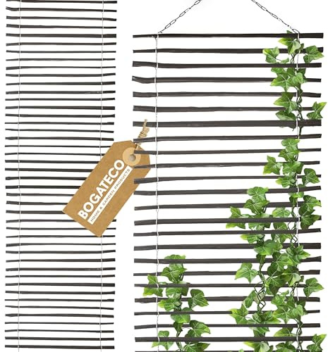 BOGATECO Griglia per piante rampicanti in noce | 100 x 200 cm, supporto in legno nero per piante rampicanti, ideale per giardino, balcone e terrazza, protezione dalla vista | 2 misure disponibili