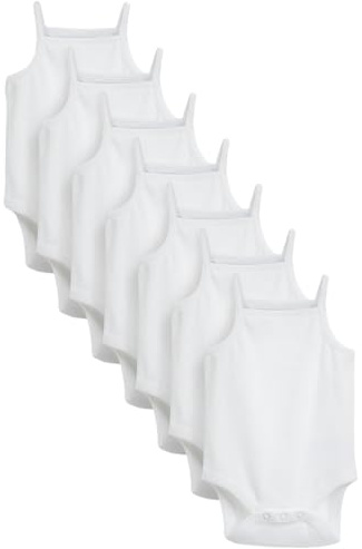 NEXT Nyfödda unisex 7-pack babybodys med smala axelband Vit 86-92