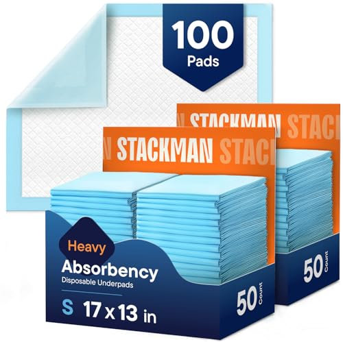 Disposable Changing Pads [100-Pack] Diaper Pad for Baby, Puppy & Dog - Pee & Wee Underpads - Chux Potty Training Liner - Changing Table Cover - 17x13 Leak-Proof Liners for Incontinence & Travel Use