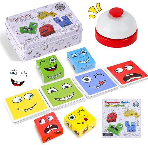 FULHANY HolzwüRfel Puzzle - WüRfelpuzzle - WüRfel Gesichter Spiel - Mit Glocken Ausgestattet - EIN Puzzlespiel FüR Jugendliche Wettbewerbe Und Familienzeit, Die FäHigkeiten Entwickeln