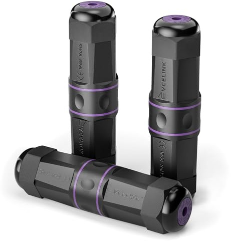VCELINK 3PCS IP68 Waterproof RJ45 Coupler, 4.43in, Cat6/5E/5, 1000Mbps，PoE | Tool-Free Installation | Shielded Waterproof Ethernet Connector | Female to Female Network LAN Extender