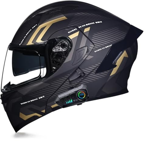 Modularer Motorradhelm Klapphelm mit Bluetooth Integrierter Roller Helm DOTECE-Zertifizierung KlappIntegralhelme mit Doppelvisier für Damen und Herren Bluetooth Motorrad Helm