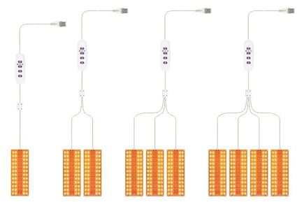 LED Grow Light Full Spectrum Grow Light Strips with 5 Dimmable Levels and 8 12 16H Timer 72 LEDs Plant Grow Lamp for Seedlings Veg Bloom and Succulents Indoor Plants Gardening (3-Panel)