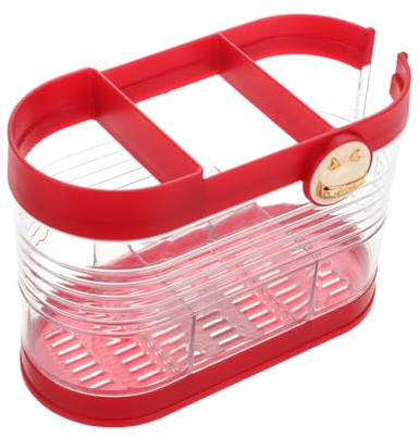 LABRIMP Organizador de Utensilios Cocina Dorado y Rojo Vintage Soporte Segmentado para Tenedores Palillos y Cubiertos Estante para Encimera Diseño y Elegante