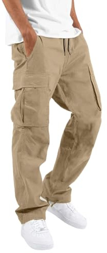 TOFOTL Pantalone da Lavoro Pantaloni Tuta Felpati Uomo Tasche Laterali Drip Baggy Pantaloni da Lavoro Estivi Uomo Eleganti a Invernale Tuta Pantalone Militare Abiti 16-Cachi L