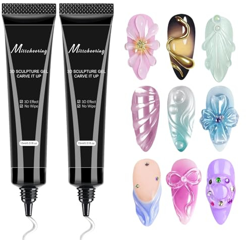 2 Pièces Gel 3D Nail Arts, 3 En 1 Rhinestone Glue Gel Pour Ongle & Colle À Ongles Sculpting G-el Polish, 15 Ml G-el De Décoration Pour Ongles 5D En Relief Pour Nail C-harms Design Dans La Salon DIYs
