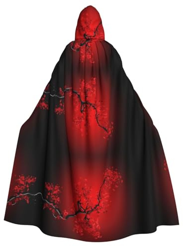WHJSHOP Capa con capucha para adultos con imagen de flor de cerezo rojo para juegos de rol, disfraces de escenario, fiestas, fácil cuidado