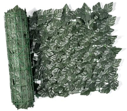 Jiimhte Paneles de pared de hierba,Pantalla de valla de privacidad de hoja de uva para setos artificiales impermeables | Paneles de vegetación, telón de fondo de pared, decoración de vid para balcón,