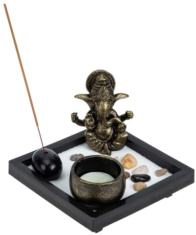 JOINPAYA Zen Sand Table Decoration Set Japanese Style Miniature Sandbox Ornament 12.5x12.5x3cm Vintage Zen Garden Artware for Home and Office Desk Decor