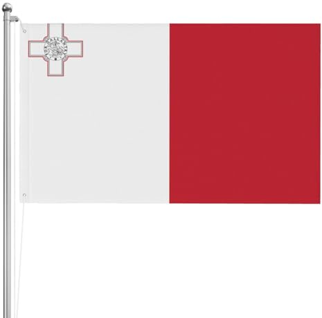 Bandiera di Malta a doppia faccia 3 x 1,5 m. Bandiera esterna a triplo strato pesante su entrambi i lati, 0,9 x 1,5 m, bandiera da giardino in poliestere.