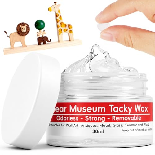 NUTKIT Museum Gel, 30g Abnehmbarer Clear Museumsgel, Klebeknete Ablösbar | Wiederverwendbar Museum Putty Dekogel für Feste Sammlung＆Dekorationen, verhindern Vibrationen, Fallen, für Museumssammlungen