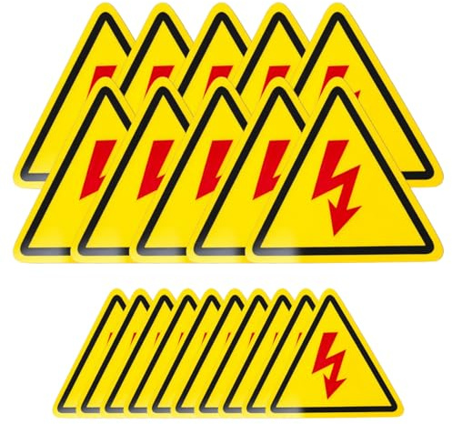 20 Stück Warnung Vor Elektrischer Spannung, Warnaufkleber für Elektrogeräte und Anlagen, gelb-schwarze Sicherheitskennzeichnung für Innen- und Außenbereich, gut sichtbares Warnsymbol