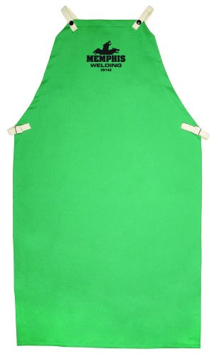 MCR Safety 39142 42-Inch Flame Resistant Cotton Fabric Welding Bib Apron, Green, 1-Pair