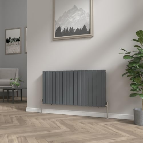 NRG 600x1156 mm Anthracite Column Designer Radiator Double Flat Panel | Central Heating Rad, Horizontal Radiator, Mild Steel, Triple Layered Finish, for Bathroom, Kitchen, Hallway, Living Room