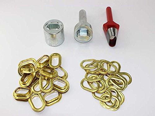 Profi Oval Ösen Set Einschlagstempel 42 x 22 mm + 20 Ovalösen Messing Locheisen