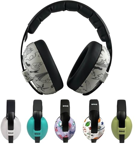 BANZ Ohrenschützer weich und bequem mit Schutz Hörgerät für Babys und Kinder klein (Rauschunterdrückung Bewertung Führer in der Industrie) 0-2 Jahre Grau doodle