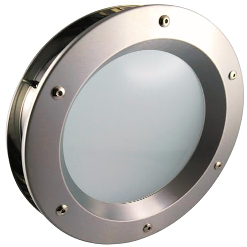 Bullauge Fenster für Tür Edelstahl 350mm Glas matt Muttern flache | Innentüren, maritime Atmosphäre, verchromte Muttern, Dekor, Türstärke 40 mm, portholes.bullaugen