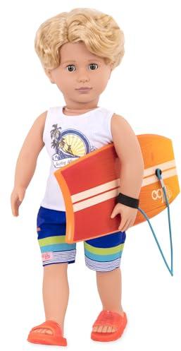 Our Generation - Gabe - 46 cm Junge Puppe - Blondes Haar & grüne Augen - Bodyboard-Zubehör - Vorgetäuschtes Spiel - Spielzeug für Kinder ab 3 Jahren