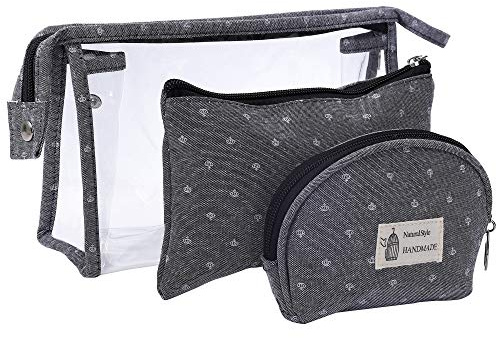 Kulturbeutel Transparent für Reisen 3 Stück, Wasserdicht PVC Kulturtasche für Frauen Kosmetiktasche Make-Up Tasche Kleine Brieftasche mit Reißverschluss