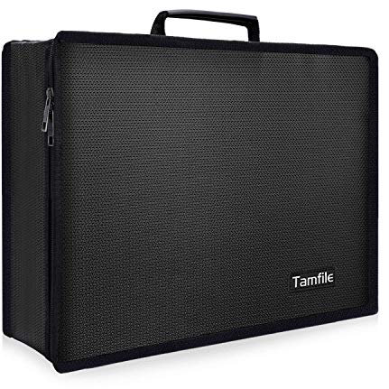 Tamfile Feuerfeste Dokumentenbox Große Kapazität, 16.7''x12.4''x4.2'' um Wertsachen für Bankkartenpässe für zu Hause Aufzubewahren Aus Hochwertigem Silikon Fiberglas, Schwarz