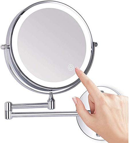 Loywe Beleuchtet Kosmetikspiegel 15-Fach mit Beleuchtung LED Wandmontage Touchscreen für Badezimmer, Kosmetikstudio, Spa und Hotel EU Plug, LW70-15