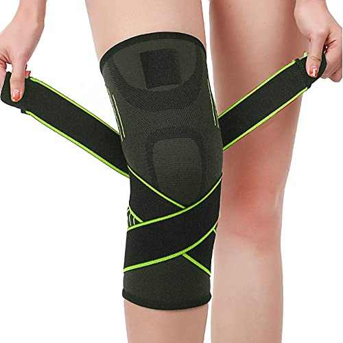 JLTPH Unisex Kniebandage mit mit Einstellbarem Druck-Riemen Knieorthese, Sportbandage Rutschfeste Knieschoner Knieschützer für Gymgears Fitness Volleyball Bike Handball Joggen