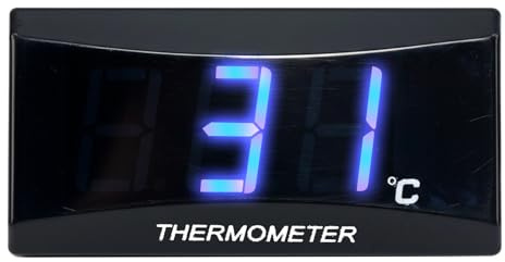 Riloer Thermomètre Eau Moto Digital avec Capteur à Filetage M10, Jauge de Température LCD Étanche avec Rétroéclairage Bleu, Universel pour 12V Scooter, Racing, VTT, 50cc