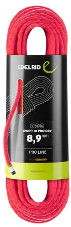 EDELRID Swift 48 Pro Dry 8,9 mm Einfachseil Schwarz/Grau/Rosa/Rot 70 m