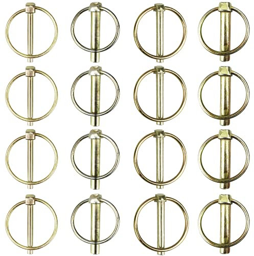 16 Stück Klappsplinte Sortiment M4,5/M6/M8/M10 Rund,Gelb Verzinkter Sicherungssplint mit Federhalterung,Für Anhänger, Traktoren, Boote, LKWs & Landmaschinen