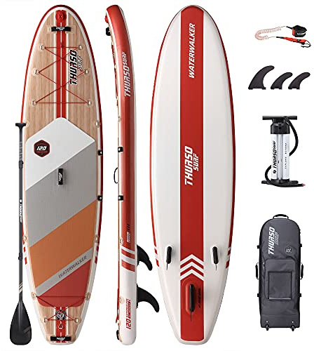 THURSO SURF Aufblasbares Stand-Up-Paddle-Board All-Around SUP Waterwalker 120 305×76×15 cm Deluxe-Paket | Carbonschaft-Paddel | Rollrucksack | Doppelkammerpumpe | Spiralleine