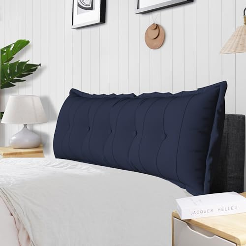 Rucener Groß Lendenkissen Rückenlehne Großes Leinen Bücherkissen Lesekissen Groß Wandkissen Rückenkissen Bett Lesekissen Groß Lesekissen Lendenkissen Blau 160 cm