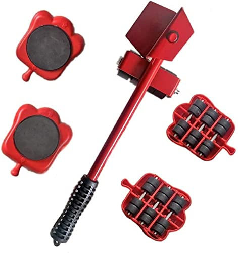 Barra di sollevamento con piede di porco, 5 pezzi Set di rulli for il trasporto di mobili Rimozione di sollevamento Strumento in movimento Spostatore di oggetti pesanti Mobili for la casa Carrello for